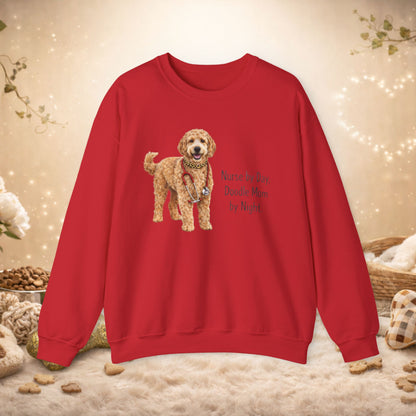 Doodle Mom Sweatshirt — “Nurse by Day, Doodle Mom by Night” Crewneck