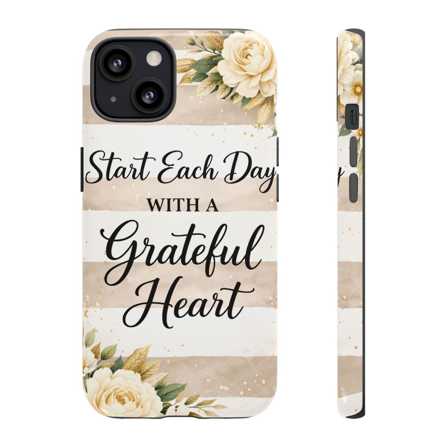 Grateful Heart Tough Case — Floral Striped Protective Phone Case