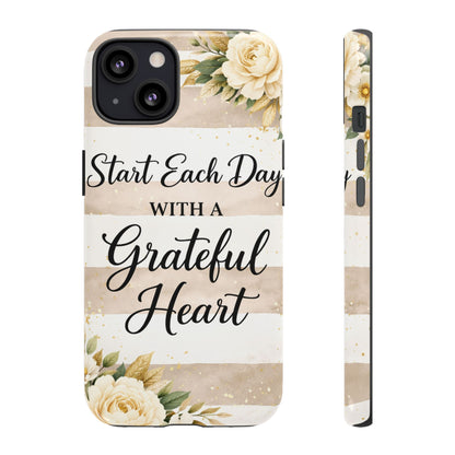 Grateful Heart Tough Case — Floral Striped Protective Phone Case