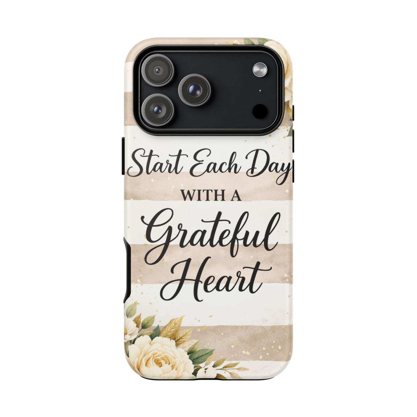 Grateful Heart Tough Case — Floral Striped Protective Phone Case