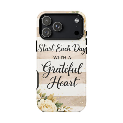 Grateful Heart Tough Case — Floral Striped Protective Phone Case