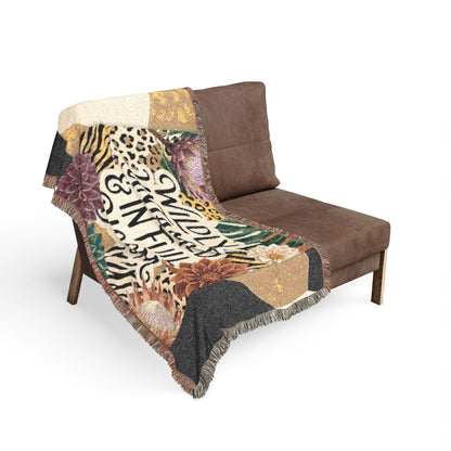"Wildly Untamed & In Full Bloom" Floral Throw Blanket Woven Blanket —