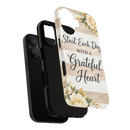 Grateful Heart Tough Case — Floral Striped Protective Phone Case