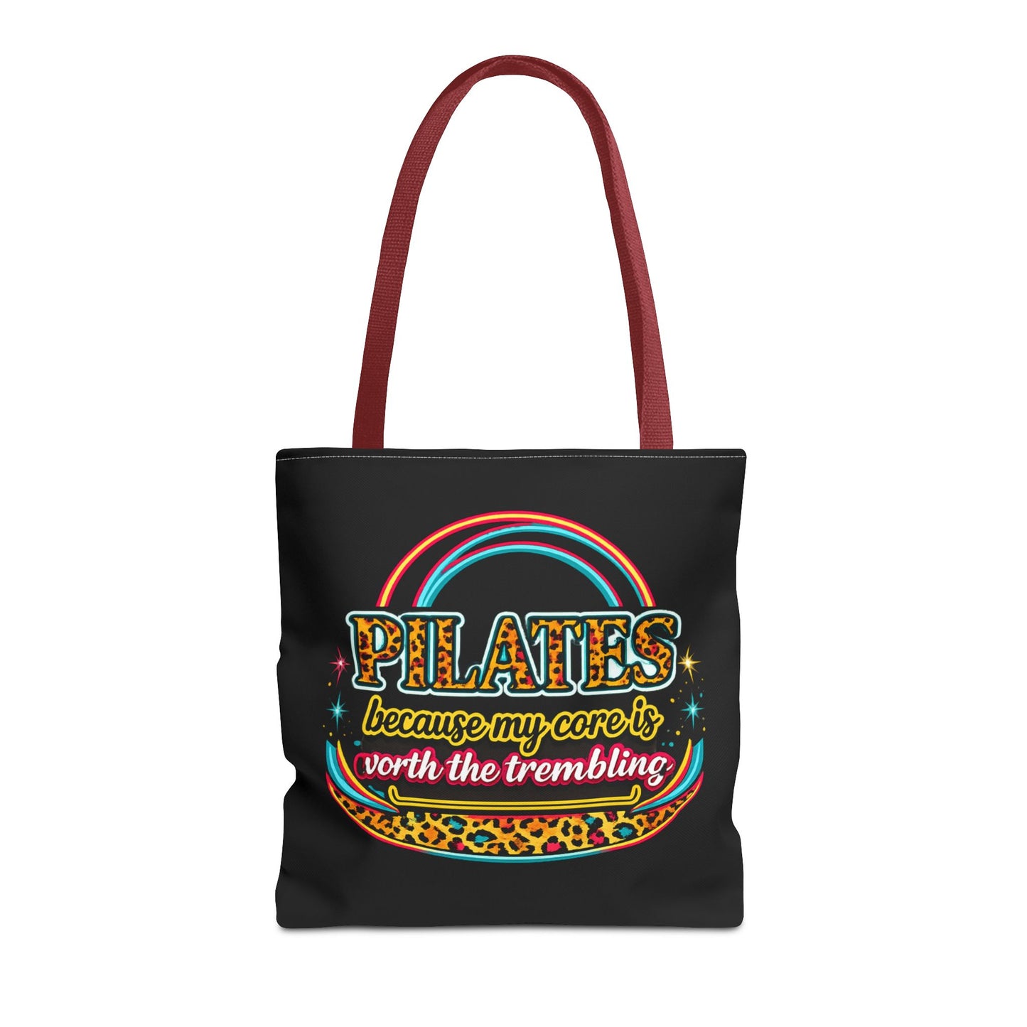 Pilates because my core is worth the trembling" Leopard Retro Design Pilates Tote Bag