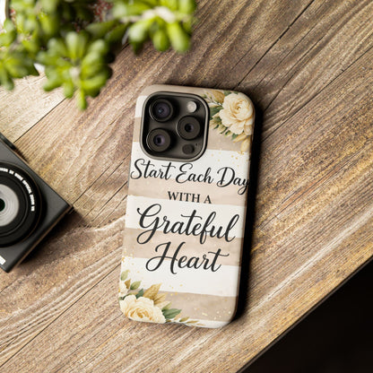 Grateful Heart Tough Case — Floral Striped Protective Phone Case
