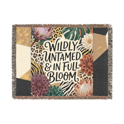 "Wildly Untamed & In Full Bloom" Floral Throw Blanket Woven Blanket —