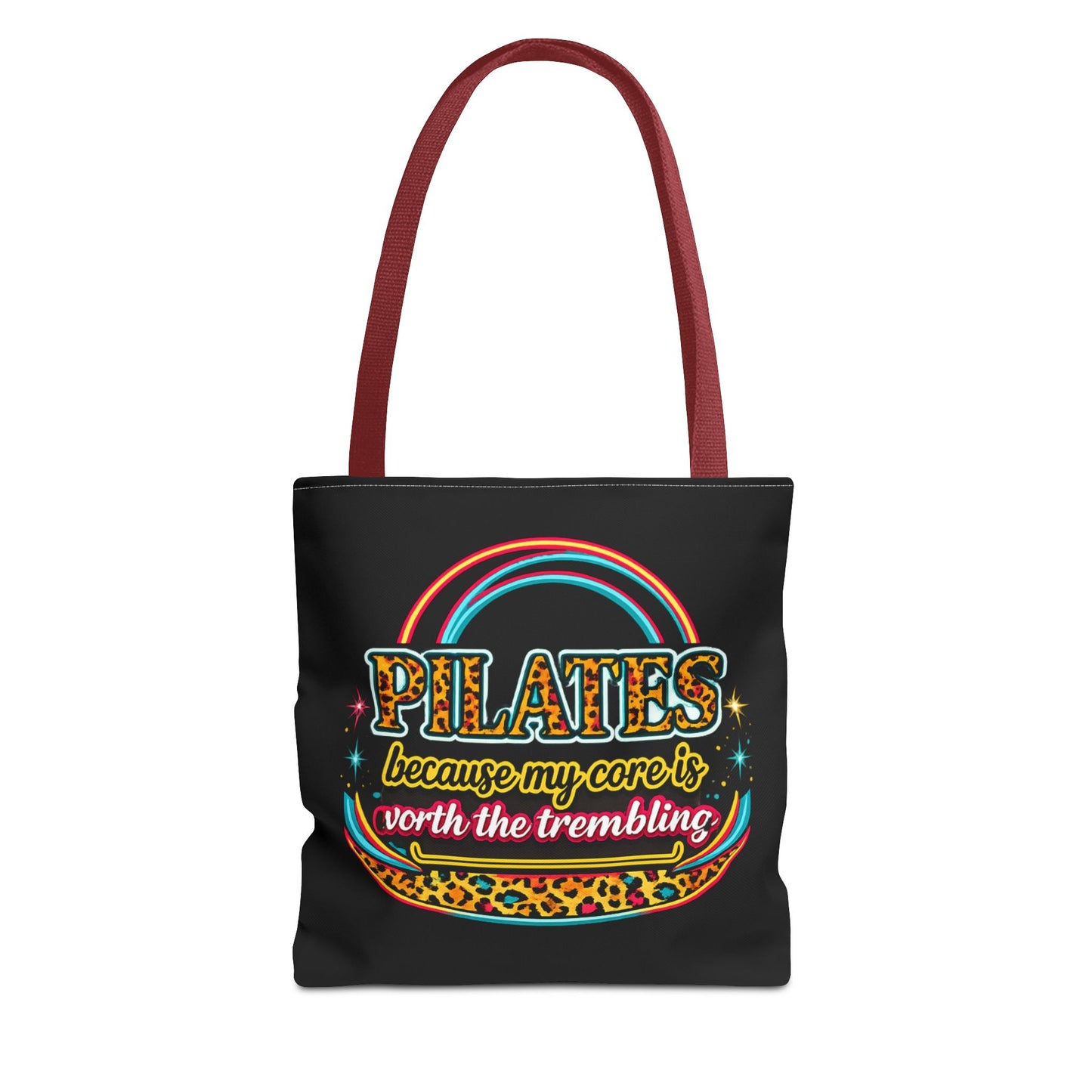 Pilates because my core is worth the trembling" Leopard Retro Design Pilates Tote Bag