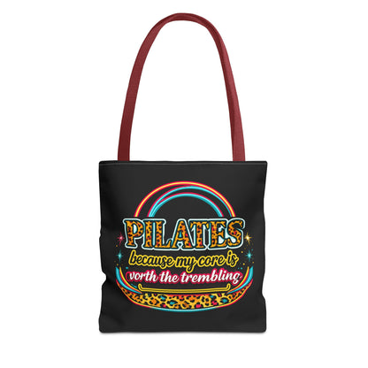 Pilates because my core is worth the trembling" Leopard Retro Design Pilates Tote Bag