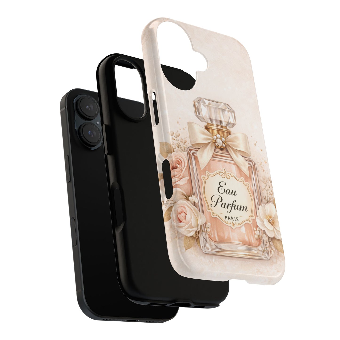Perfume Bottle Floral Phone Case — 'Eau Parfum' Elegant Pink Protective Case
