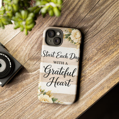 Grateful Heart Tough Case — Floral Striped Protective Phone Case