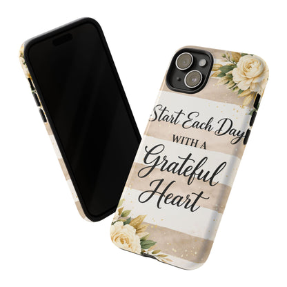 Grateful Heart Tough Case — Floral Striped Protective Phone Case