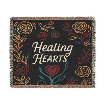 Healing Hearts Woven Blanket — Floral Comfort Throw