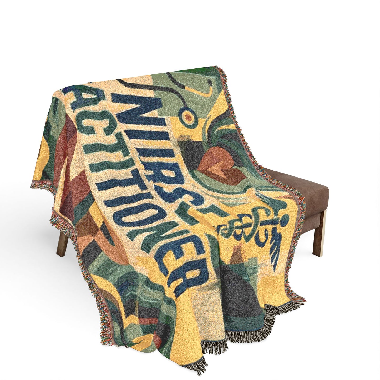 Nurse Practitioner Woven Blanket — Cozy NP Throw with Caduceus & Stethoscope Design