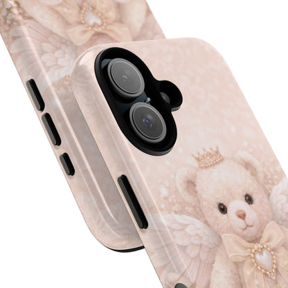 Teddy Angel Phone Case — Cute Crowned Bear with Wings & Floral Heart Design