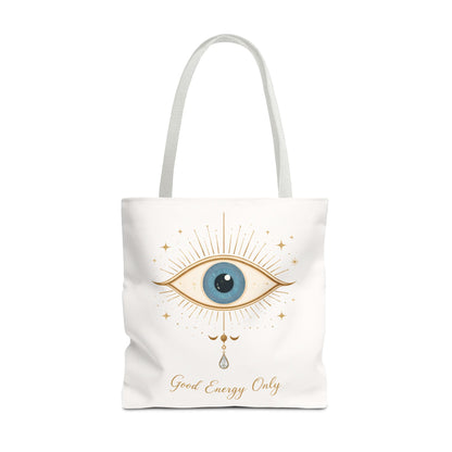 Mystic Eye Tote Bag — 'Good Energy Only' Spiritual Canvas Tote