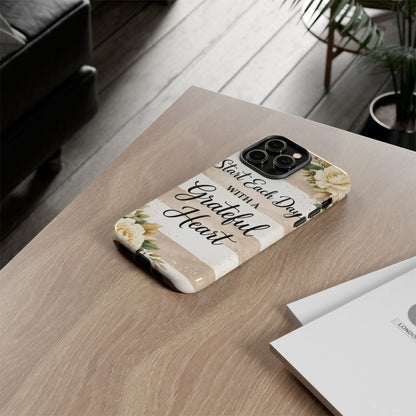 Grateful Heart Tough Case — Floral Striped Protective Phone Case