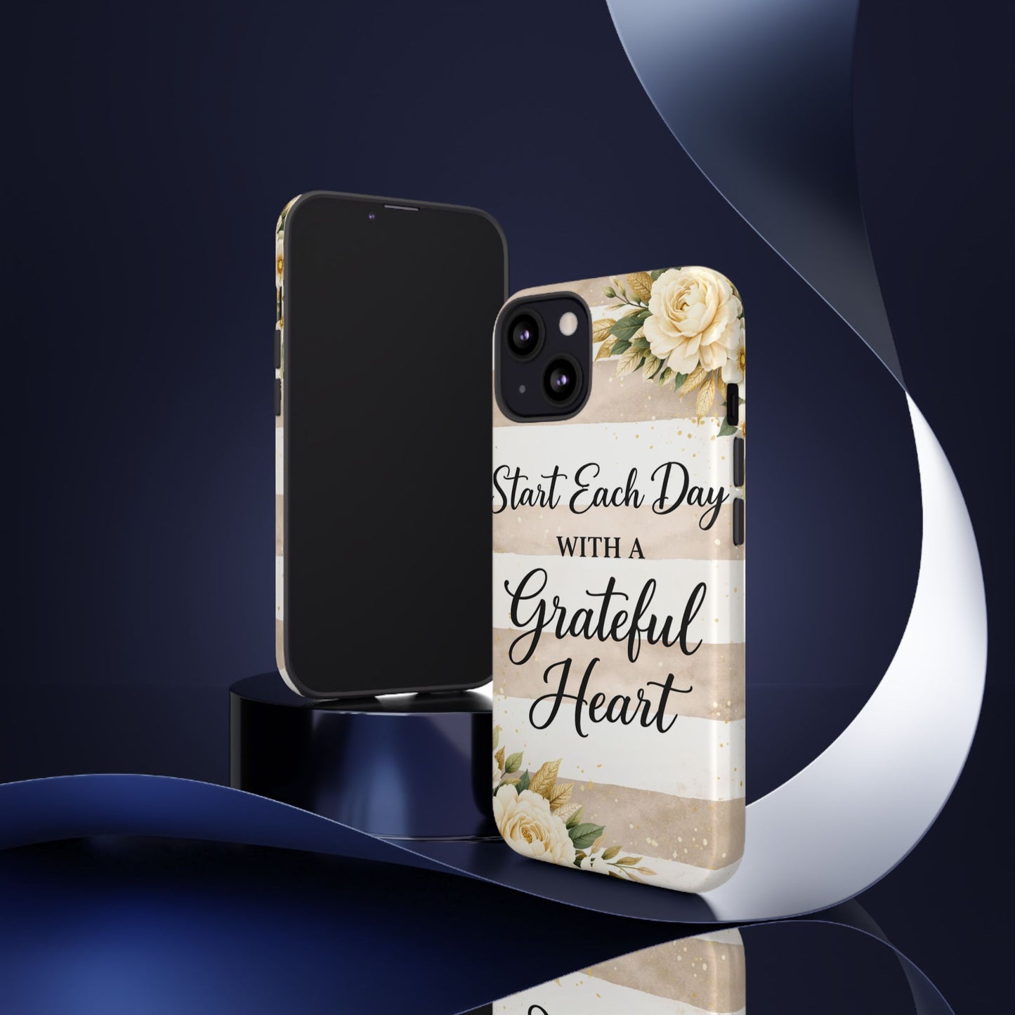 Grateful Heart Tough Case — Floral Striped Protective Phone Case