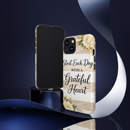 Grateful Heart Tough Case — Floral Striped Protective Phone Case