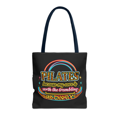Pilates because my core is worth the trembling" Leopard Retro Design Pilates Tote Bag