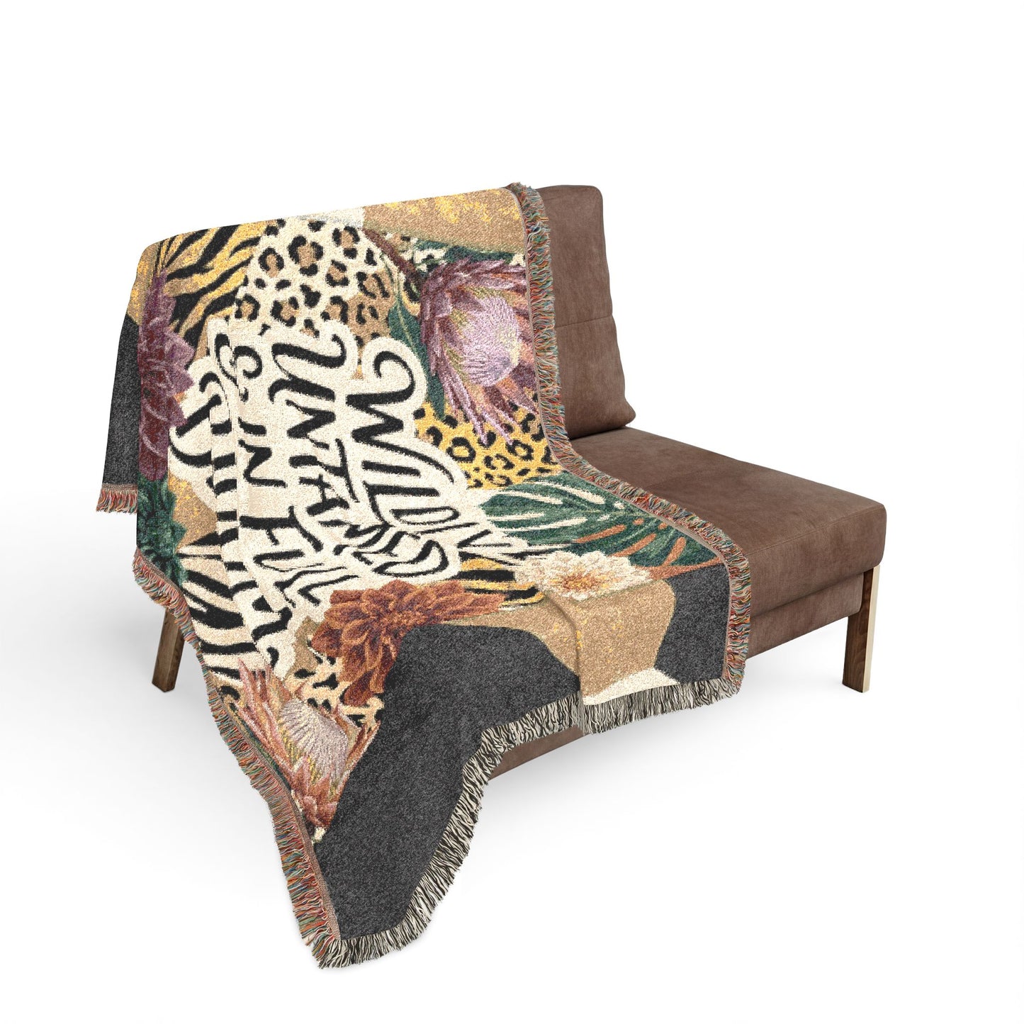 "Wildly Untamed & In Full Bloom" Floral Throw Blanket Woven Blanket —