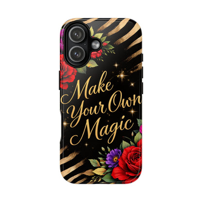 "Make Your Own Magic" Floral & Gold Zebra Tough Case Phone Case —