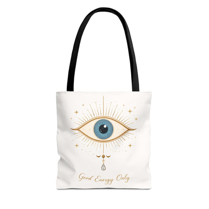 Mystic Eye Tote Bag — 'Good Energy Only' Spiritual Canvas Tote