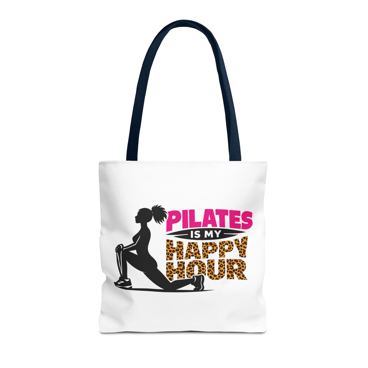 Pilates Is My Happy Hour Tote Bag — Funny Fitness Yoga Workout Tote