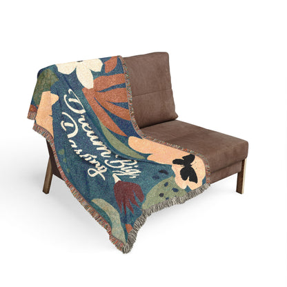 Dream Big, Darling Woven Blanket — Floral Boho Throw for Bedroom & Gift