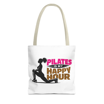 Pilates Is My Happy Hour Tote Bag — Funny Fitness Yoga Workout Tote