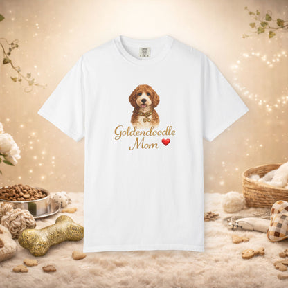 Goldendoodle Mom T‑Shirt — Cute Goldendoodle Portrait with Heart
