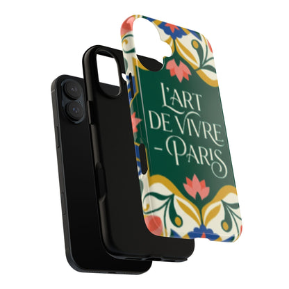 Parisian Floral Tough Phone Case — “L'Art de Vivre Paris” Protective Phone Cover