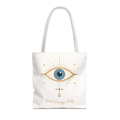 Mystic Eye Tote Bag — 'Good Energy Only' Spiritual Canvas Tote