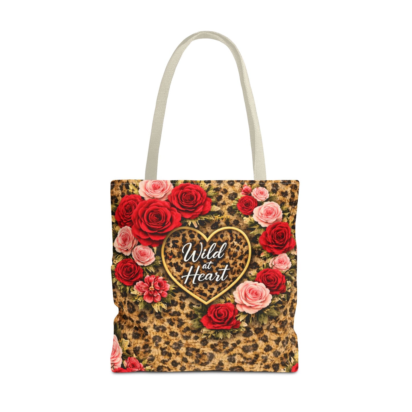 Wild Heart Leopard Rose Tote Bag – Floral Animal Print Shopper