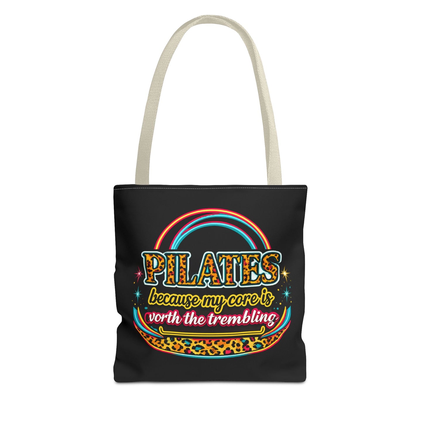 Pilates because my core is worth the trembling" Leopard Retro Design Pilates Tote Bag