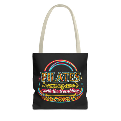 Pilates because my core is worth the trembling" Leopard Retro Design Pilates Tote Bag