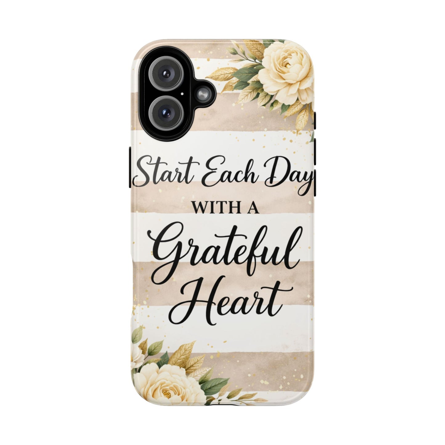 Grateful Heart Tough Case — Floral Striped Protective Phone Case