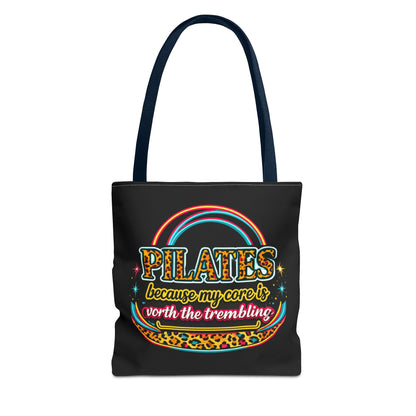 Pilates because my core is worth the trembling" Leopard Retro Design Pilates Tote Bag