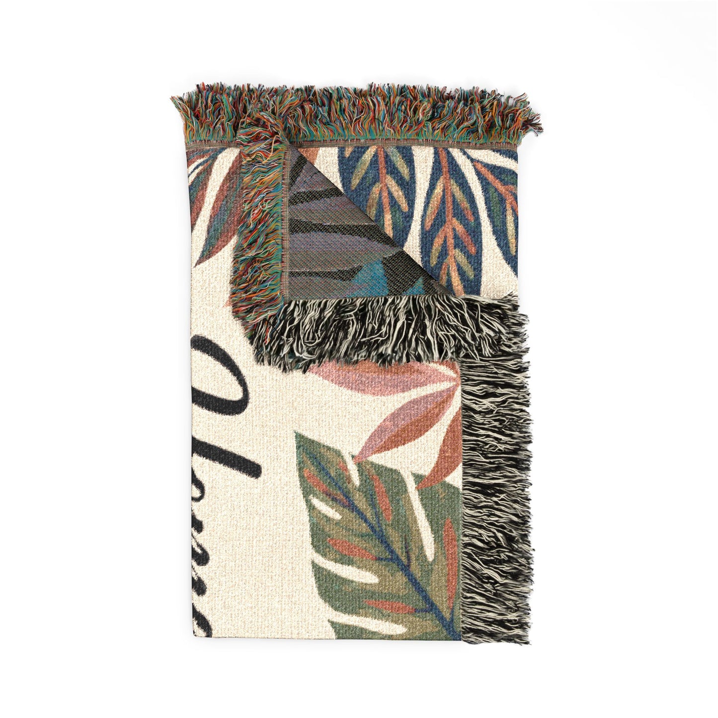 Homebody & Happy Woven Blanket — Cozy Leaf Pattern Throw