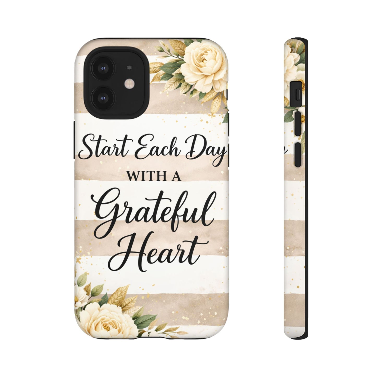 Grateful Heart Tough Case — Floral Striped Protective Phone Case