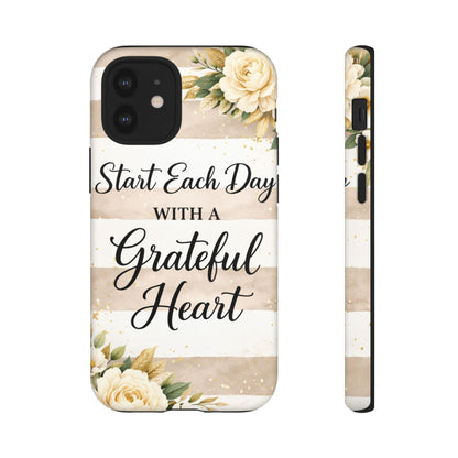 Grateful Heart Tough Case — Floral Striped Protective Phone Case