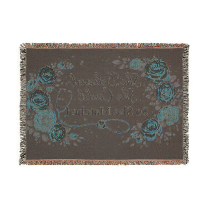 Woven Blanket: "She Believed She Could So She Matched" Floral Stethoscope Throw