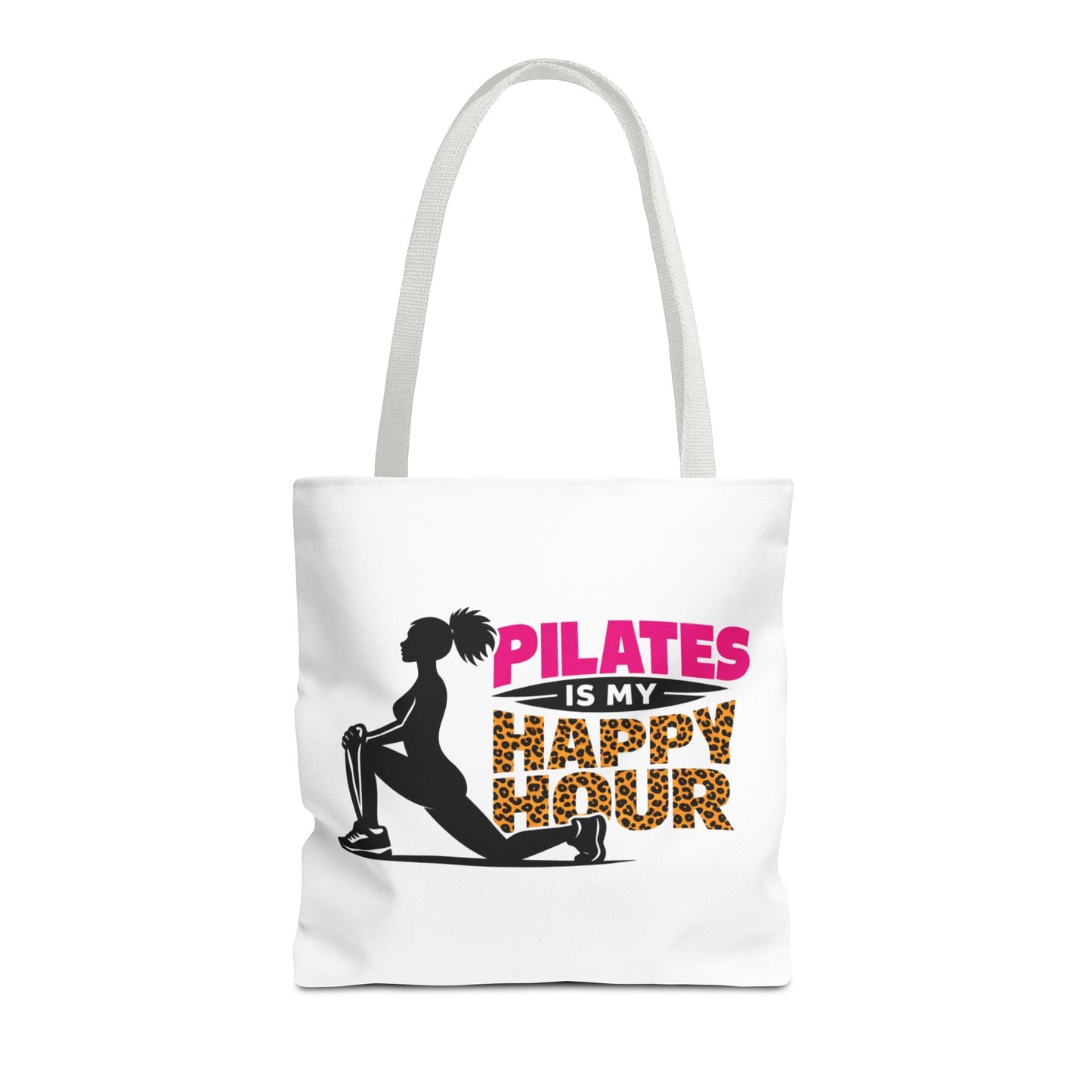 Pilates Is My Happy Hour Tote Bag — Funny Fitness Yoga Workout Tote