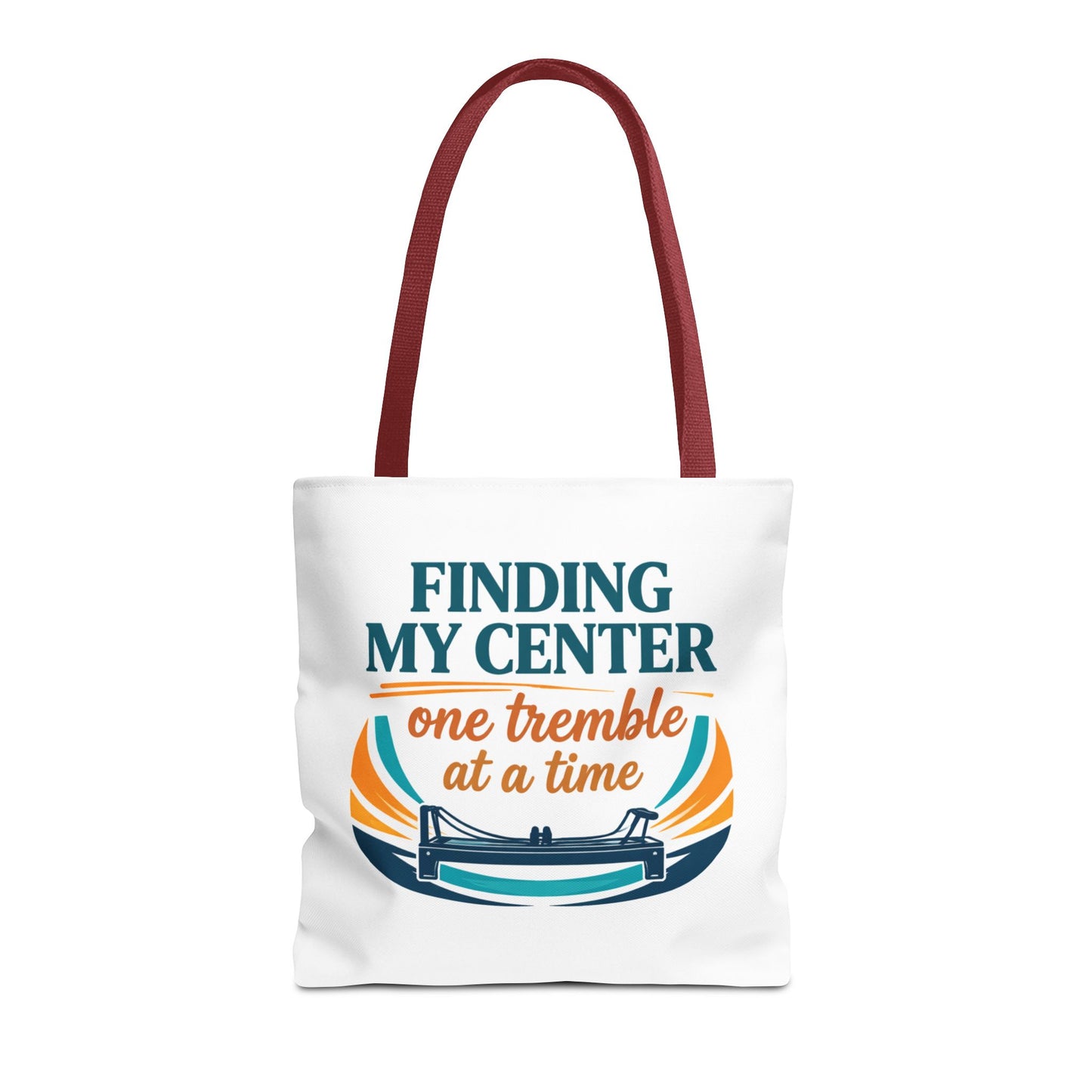 Finding My Center Pilates Tote Bag — “Finding My Center One Tremble at a Time”
