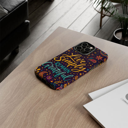 "Live Simply Remain Grateful" Floral Paisley Protective Cover Phone Case