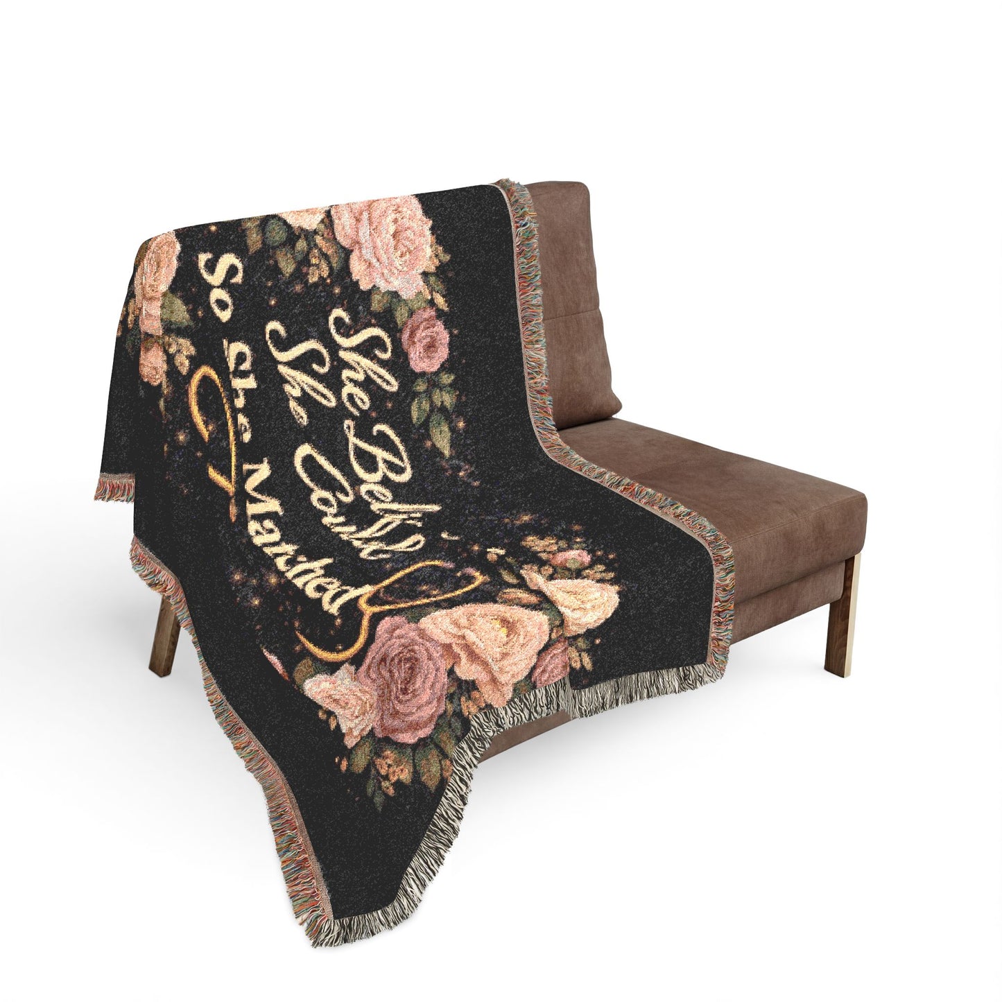 Woven Blanket: "She Believed She Could So She Matched" Floral Stethoscope Throw