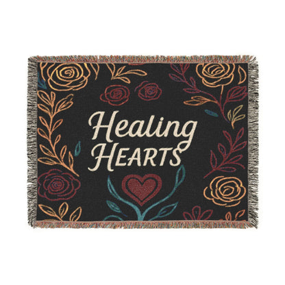 Healing Hearts Woven Blanket — Floral Comfort Throw