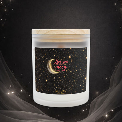 Love You to the Moon and Back Frosted Glass Candle — 11oz Romantic Night Sky Scented Candle