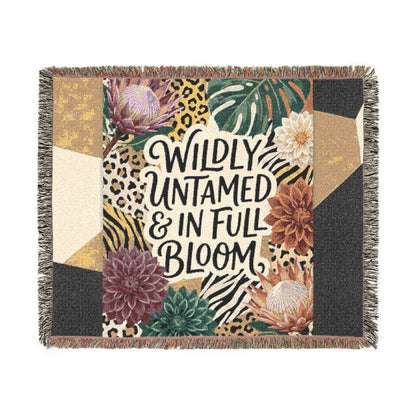 "Wildly Untamed & In Full Bloom" Floral Throw Blanket Woven Blanket —