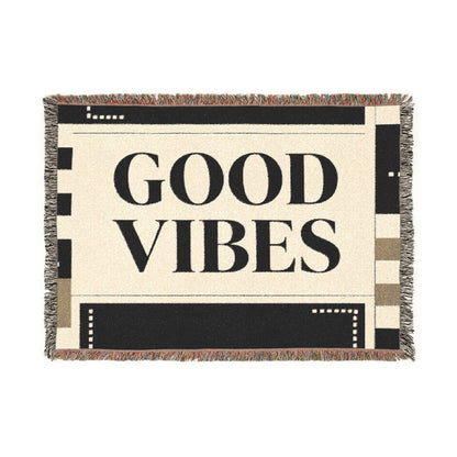 Good Vibes Woven Blanket — Cozy Retro Throw for Living Room & Dorm