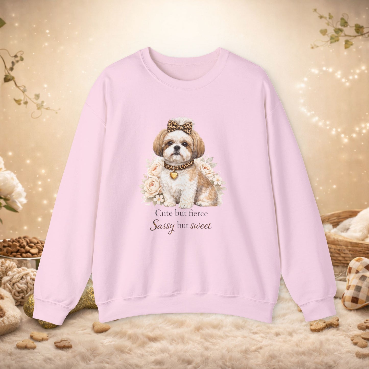 Dog Lover Sweatshirt — "Cute but fierce, Sassy but sweet" Shih Tzu Crewneck